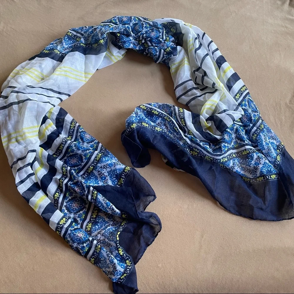 Lightweight Scarf - Blue, Yellow, White